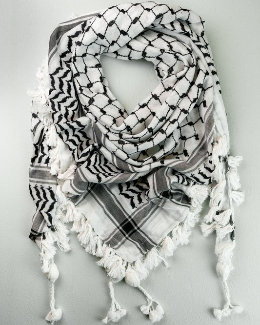Classic Black & White Tassel Kufiyah