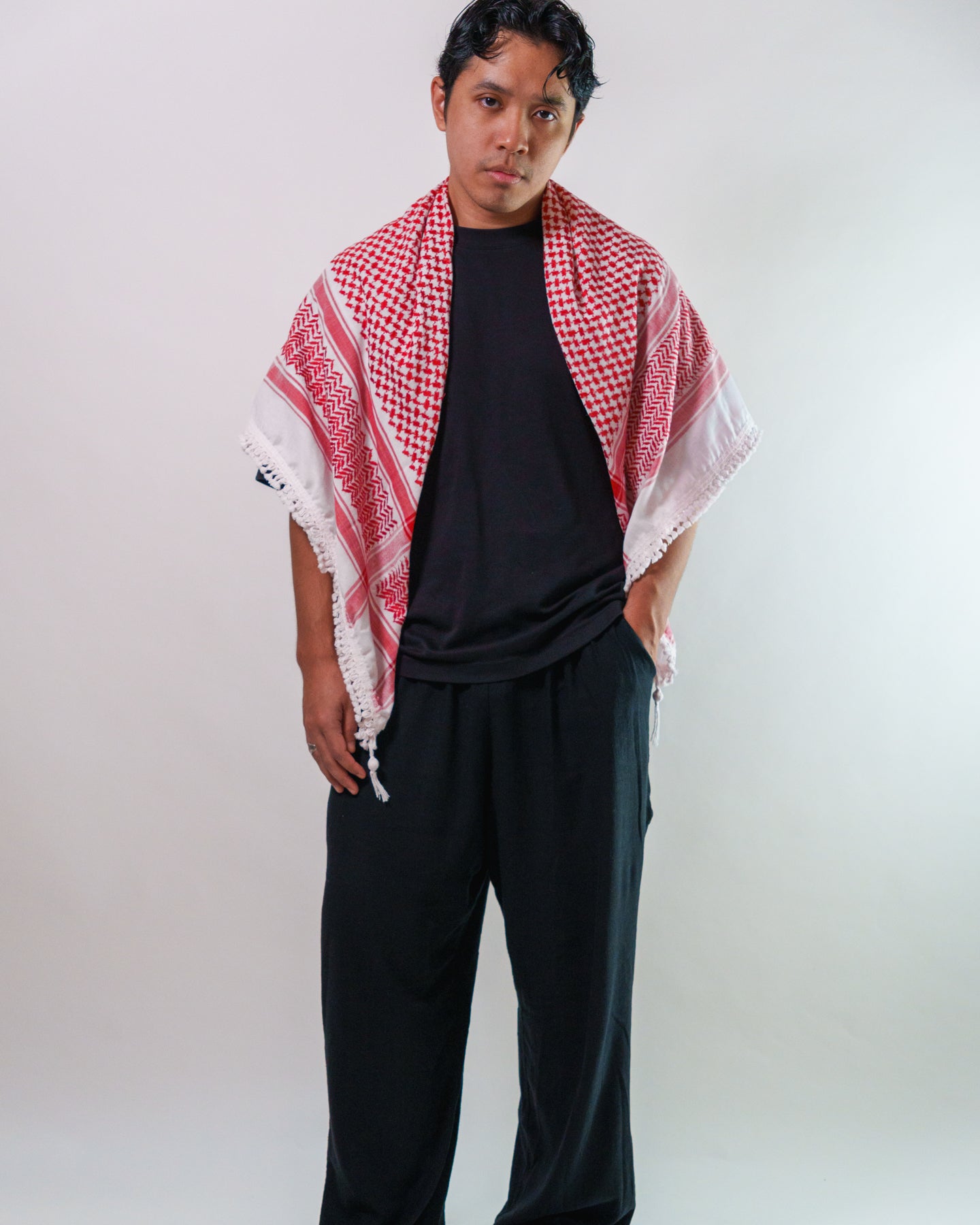 Traditional Red & White Kufiyah