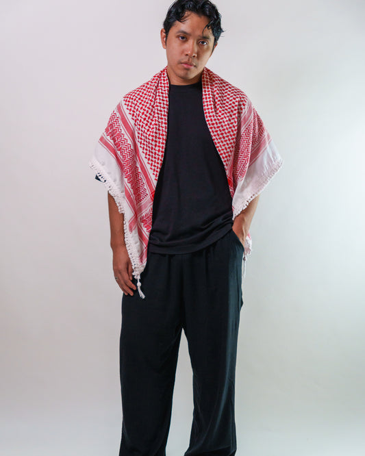 Traditional Red & White Kufiyah