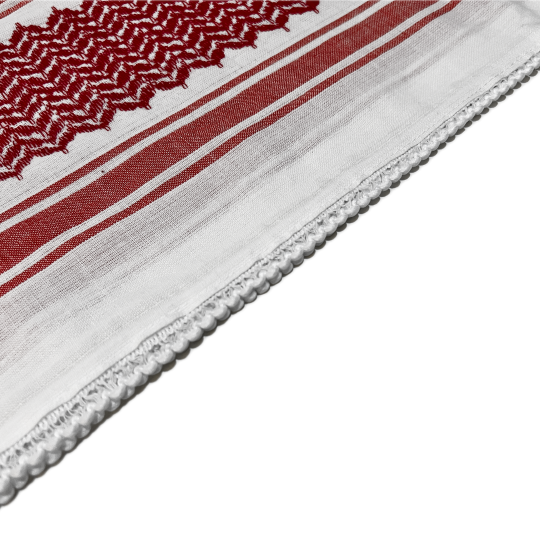 HIRBAWI Red White Kufiyah - Made in Palestine