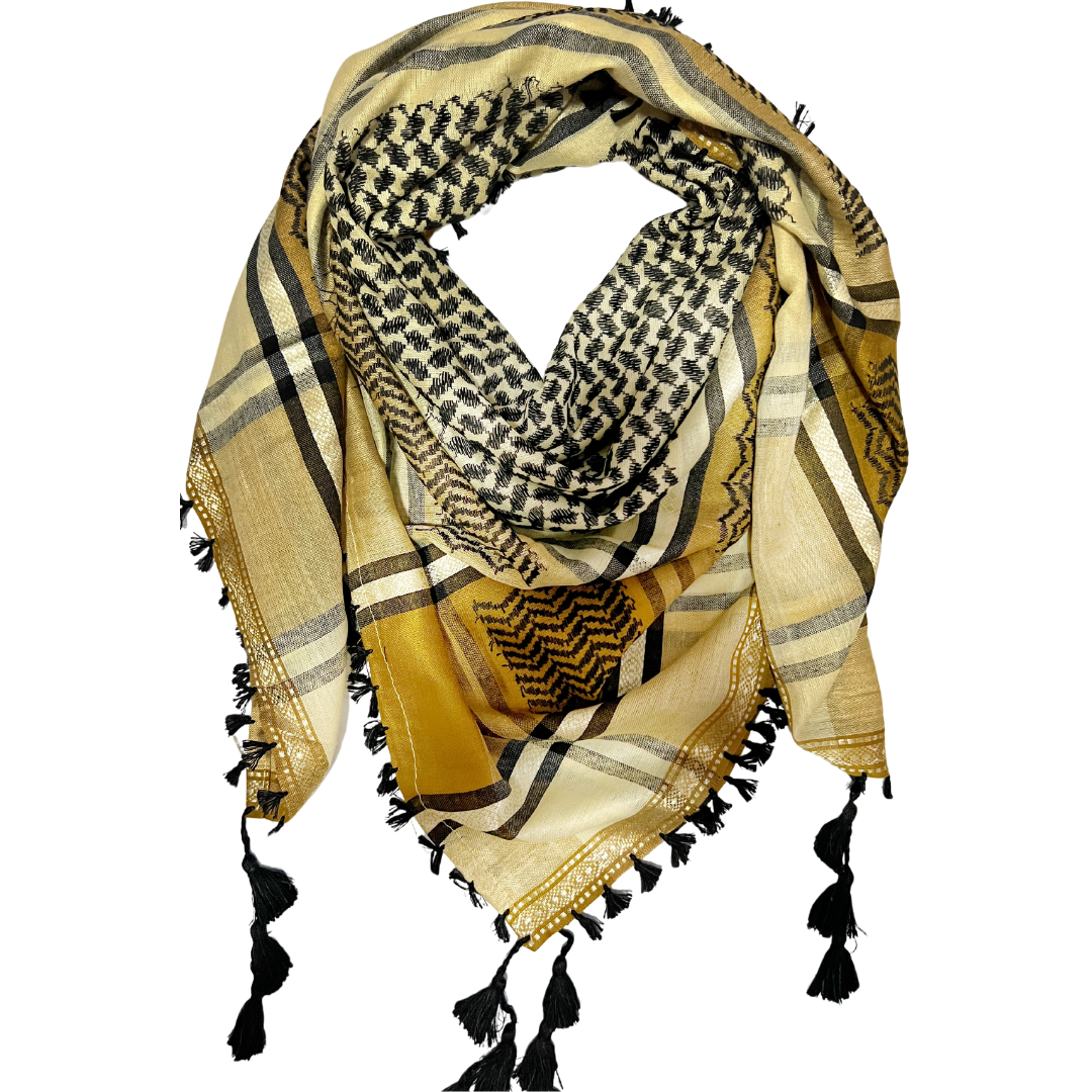 HAREER Black & Gold Kufiyah - Made in Palestine