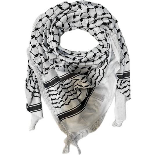 HIRBAWI "New Cut" Black & White Kufiyah  - Made in Palestine