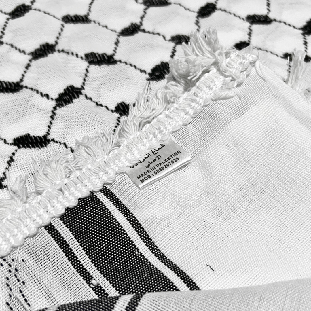 HIRBAWI "New Cut" Black & White Kufiyah  - Made in Palestine