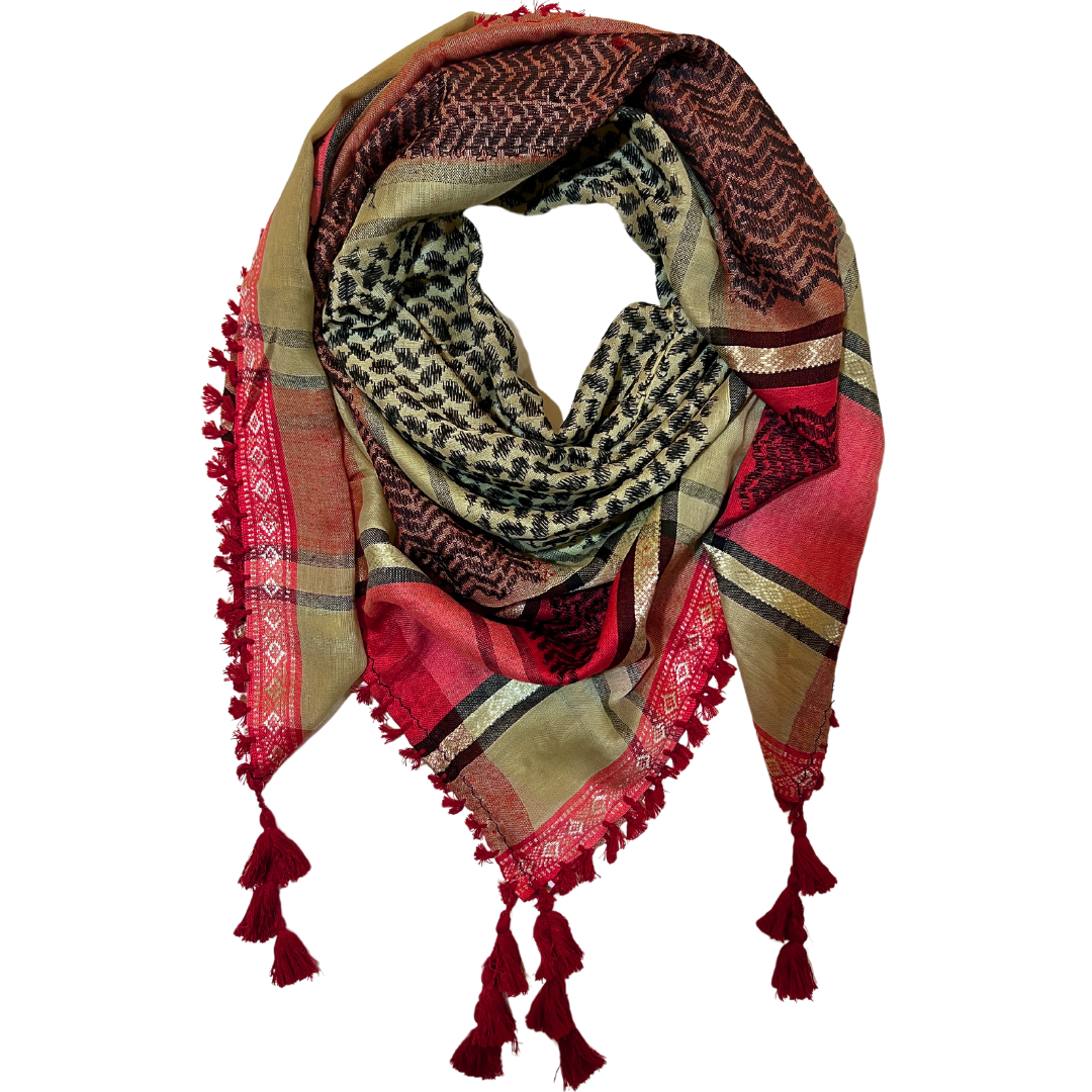 HAREER Red & Gold Kufiyah - Made in Palestine