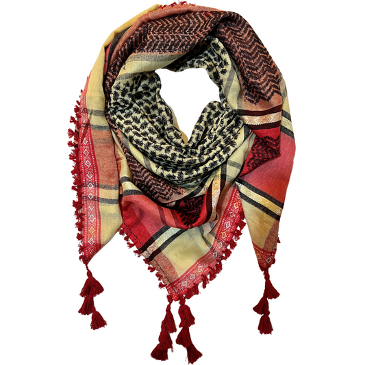 HAREER Red & Gold Kufiyah - Made in Palestine